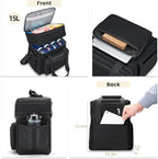 holuxer Insulated Lunch Bag & Lunch Box for Men - Double Deck Reusable Lunch Bag for Women Tote Cooler Bag Leakproof Soft Expandable - Large Lunchbox for Work/Adult/Picnic/Outdoor (Black，15L)