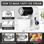 Aifeel Stand Mixer, 6.5QT Mixer with Ice Cream Maker Attachments, Kitchen Electric Mixer Multifunctional Bread Dough Mixer with Dough Hook,Whisk & Beater, Food Mixer for Baking (Black-White)
