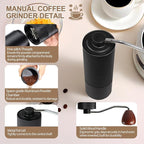Non-Detachable Manual Coffee Grinder with 25 Level Stainless Steel Conical Burr Portable Aluminum Coffee Bean Grinder Gift Set Suitable for Moka Pot Espresso Pour Over Easy Cleaning with Brush
