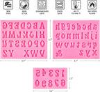 4 PCS Silicone Letter Molds, Non-Stick Number and Letter Fondant Molds for Chocolate, Candy, Cake Decoration, Cupcake Topper