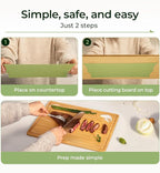 Keechee Cutting Board with Non-slip Mat, Bamboo Cutting Board for Kitchen Meal Prep & Serving - Wood Serving Board Set with Deep Juice Groove Ideal Kitchen Gifts
