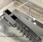 20" Gunmetal Gray Utensil Rack - Space Saving Carbon Steel Wall Organizer with 2 Mounting Types