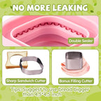 LEPCY Uncrustables Sandwich Maker Sealer Cutter, Crustless Sandwich Cutter, PB&J Uncrustable Maker - Color Pink, Square Shape