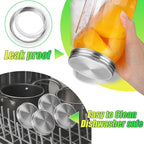 Palksky Mason Jar Lids Stainless Steel for Wide Mouth Mason Jar Lids, 4Pcs Rustproof Mason Jar Caps/Tops - Leakproof & Dishwasher Safe