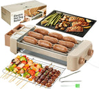 Hot Dog Roller, 3 in 1 Hot Dog Machine 6 Rollers, 3-Speed Control Hotdog Roller Grill 5ft Cord, Non-Stick Removable Grilling & BBQ Plates, for Family Gatherings & Outdoor BBQ