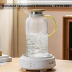 Buaic Glass Pitcher with Lid, 2 PACK 68 oz/2 Liter Vertical Water Pitcher With Serving Tray, Clear Borosilicate Glass Water Carafe for Cold Brew, Coffee, Lemonade, Iced Sun Tea,Beverage,Heat Resistant