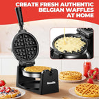 Waffle Maker, Rotating Belgian Waffle Maker, 180° Flip Waffle Iron, Non-Stick Plate, Adjustable Browning Control, Foldable Cool Touch Handle, Removable Drip Tray, Space Saving Storage, Stainless Steel
