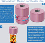 LOVE MOMENT Electric Mason Jar Vacuum Sealer Kit for Wide Mouth and Regular Mouth Mason Jar - Pink