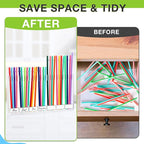 Qinyoung Acrylic Straw Holder for Cabinet Door with Double Sided Adhesive Tape Reusable Straw Organizer Tumbler Storage Kitchen Accessories Container for Counter Cupboard(Classic,Extra Large,Clear)