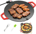 Non-Stick Electric Indoor Grill Pan, Large Round Electric Griddle & Smokeless Korean BBQ Grill Indoor - fast heating, portable, for burgers, pancakes & stovetop use (Extra Large)