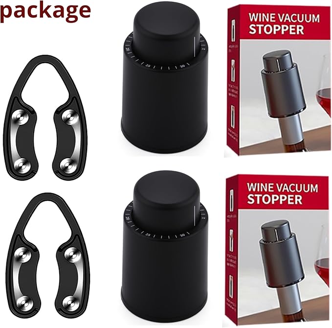 2 PACK Vacuum Wine Stopper with 2 PACK Wine Foil Cutter Tool, Wine Bottle Stoppers, Reusable Wine Preserver Keep Fresh, Perfect Wine Accessory Gift for Wine Lovers