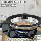 13-14-15 in Universal Pan Lid, Extra Large Silicone Pot Lid for Pots, Pans & Skillets, Replacement Frying Pan Lid with Heat Resistant Silicone Knob, Dishwasher Safe, Black