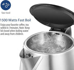 COMFEE' 1.7L Stainless Steel Electric Tea Kettle, BPA-Free Hot Water Kettle Electric with LED Light, Auto Shut-Off and Boil-Dry Protection, 1500W Fast Boil Electric Kettle