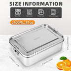 4 PCS Stainless Steel Bento Box 2400ml, Metal Bento Box, Metal Lunch Box, Food Containers, Stainless Steel Lunch Container for Home, Work, Camping
