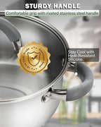 Cook N Home Stainless Steel Cookware Sets, 3-Ply 12 Pcs Pots and Pans Set with Stay-Cool Handle, Non-Toxic, Induction-Ready, Dishwasher & Oven Safe, Combatible w/ All Cooktops