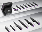 Knife Set - 15 PCS Kitchen Knife Set with Built-in Knife Sharpener Block - Stainless Steel Knife Block Set - Dishwasher Safe, Elegant Box for Men Women