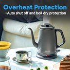 DmofwHi Gooseneck Electric Kettle(1.0L),1000W Electric Tea Kettle of 304 Stainless Steel,Auto Shut off,Water Kettle for Coffee and Tea-Grey