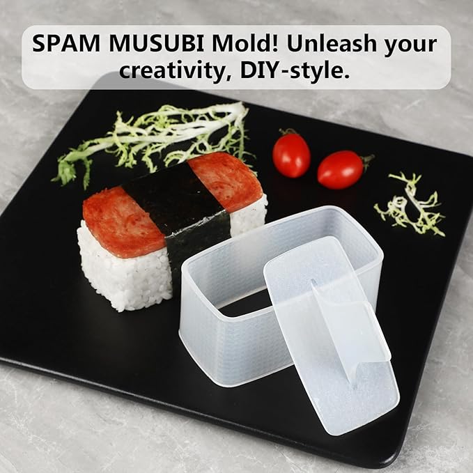 Musubi Mold Kit Musubi Maker Press 2 Pack with Luncheon Meat Slicer and Rice Paddle - Create Authentic Hawaiian Musubi at Home Non-Stick
