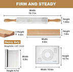 Koville African Natural Marble Rolling Pin, Non-Stick Polished Dough Roller, Pasta, Dumpling, Fondant, Pie Crust, Bread, Pizza Dough, Kitchen Baking Pastry Tools with Mat/Scraper（Namib Fantasy）