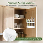 Acrylic Straw Holder for Cabinet Door - Reusable Tumbler Straw Organizer Storage, Small Kitchen Accessories Container, Ultra Sticky Cupboard Door Mounted (White, Large 9.5" (Most Cabinets))