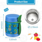 Howeemo 10oz Soup Thermo for Hot Food Kids,Lunch Thermo Kids Food Jar with Spoon Hot Insulated Food Containers,Leak Proof Stainless Steel Wide Mouth Lunch Food Thermo Jar for School(Blue-Dinosaur)