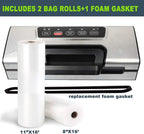 Potane Precision Vacuum Machine,Pro Food Sealer with Built-in Cutter and Bag Storage(Up to 20 Feet Length), Both Auto&Manual Options,2 Modes,Includes 2 Bag Rolls 11”x16’ and 8”x16’,Compact Design