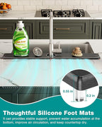Stone Faucet Mat for Kitchen Sink, Diatomite Sink Protectors - Prevent Moisture Drying Stone Tray Fit Kitchen Counter & Bathroom Counter (Dark Gray, 23.6" x 4")