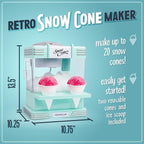 Nostalgia Snow Cone Machine With 2 Reusable Plastic Cups & Ice Scoop for Easy Serving- Retro Table-Top Ice Cone Maker Makes 20 Icy Treats- Slushie Machine for Parties, Family Treats & Gatherings- Aqua