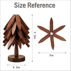 Bamboo Trivets for Hot Dishes, Tree Shape Trivet Set, 5 Bamboo + 1 Stand stored Like a Tree,Foldable Kitchen Wooden Trivet, for Hot Pot Holders for Pots, Bowls and Teapot