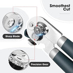 Beneno Heavy Duty Hand Can Opener Manual with Magnet, Durable Sharp Carbon Steel Blade Smooth Cutting, Big Effort-Saving Knob & Soft Grip Handle, Multifunctional Kitchen Tool with Bottle Opener, Green