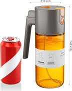 OURCABECUE Upgrade 2 in 1 Oil Sprayer for Cooking, 17oz Light-Blocking Glass Olive Oil Dispenser Bottle for Kitchen,Food-Grade Oil Mister with 8 Stickers for Salad, Frying (Grey)