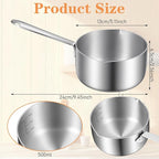 0.5 Quart 18/10 Tri-Ply Stainless Steel Butter Melting Pot, 500ml Silver Butter Warmer Measuring Pan Small Sauce Pan with Dual Pour Spouts for Milk, Coffee, Tea, Soup Warming & Measuring