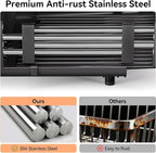 Urackify Stainless Steel Dish Drying Rack - Dish Drainer for Kitchen Counter, Extendable Drainboard with Foldable, Space-Saving Cup & Bowl Organizer, Includes Knife and Utensil Holder, Black