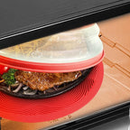 2 in 1, Aidacom Microwave Splatter Cover for Food & Silicone Microwave Mat, Mat as Bowl Holder, Trivet, Pot Holders, Drying, Baking, Utensils Rest for Kitchen Counter, Dishwasher Safe, Red