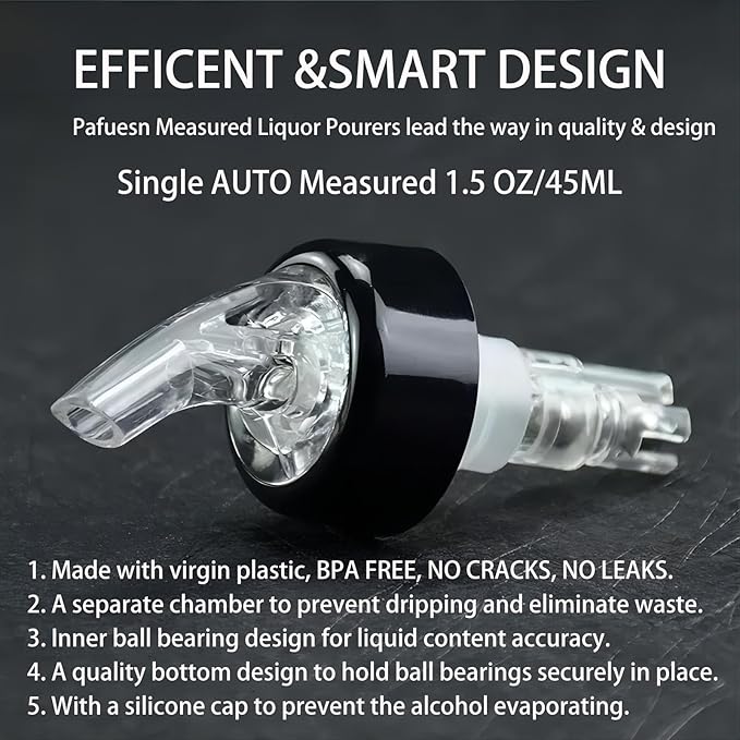 3 Pack Measured Pour Spout, Bottle Pourers for Alcohol - Shot Pourer Cocktail Liquor Dispenser Bar Bartending Tool - 1.5oz/45ml