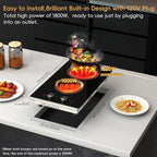 2 Burner Electric Cooktop 120V, 1800W Radiant Electric Stove Top with Countertop & Built-in Design, 12 inch Knob Control Ceramic Cooktop with Safety Lock, 9 Level Power, 99 Min Timer - Plug in
