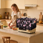 Hummingbird Cherry Blossom Print Toaster Oven Cover, Heat-Resistant Toaster Cover Dust-Proof Microwave Oven Protector, Protections for Kitchen, Black, (Small-14.5*18.46*9 inches)