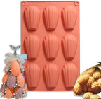 Silicone Madeleine Baking Mold, 8-Cavity Shell Shape, Terracotta Pink