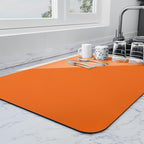 Ecotrim - Dish Drying Mat for Kitchen Counter | Coffee Bar Mat for Countertops | Heat Resistant Drainer Mat with Non-slip Rubber Backed | Hide Stain Kitchen Absorbent Draining Mat | Orange 16"x18"