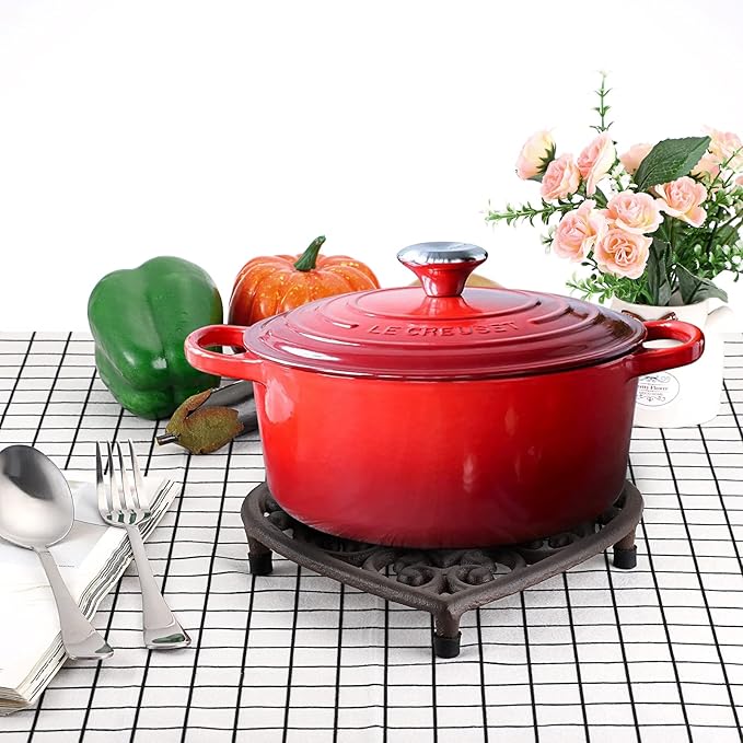 Sumnacon 2 Pcs 7.7 Inch Cast Iron Trivets - Heavy Duty Rustic Metal Hot Pot Pads, Vintage Hot Plate Trivets for Kitchen Countertop Dining Table