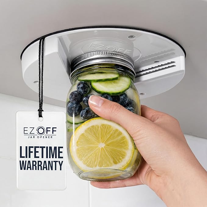 EZ Off Jar Opener for Seniors - Under Cabinet Jar Openers for Weak Hands, Easy Grip, Arthritis jar opener, One Handed Gadgets & Bottle Opener - Essential Kitchen Gadgets - 2 Bundle Pack
