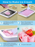 Rolled Ice Cream Maker with Lid, Instant Ice Cream Roller Tray with 2 Spatulas,316 Food Grade Premium Stainless Steel Roll Ice Cream Tray for Fun Family Activities, DIY Parent-Child Time