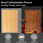 Bamboo Cutting Board, 1" Thick Heavy Duty Wood Chopping Board for Kitchen, Built-in Deep Juice Groove and Handles, Reversible Charcuterie Board for Meat BBQ, Gift for Housewarming, 17x12''