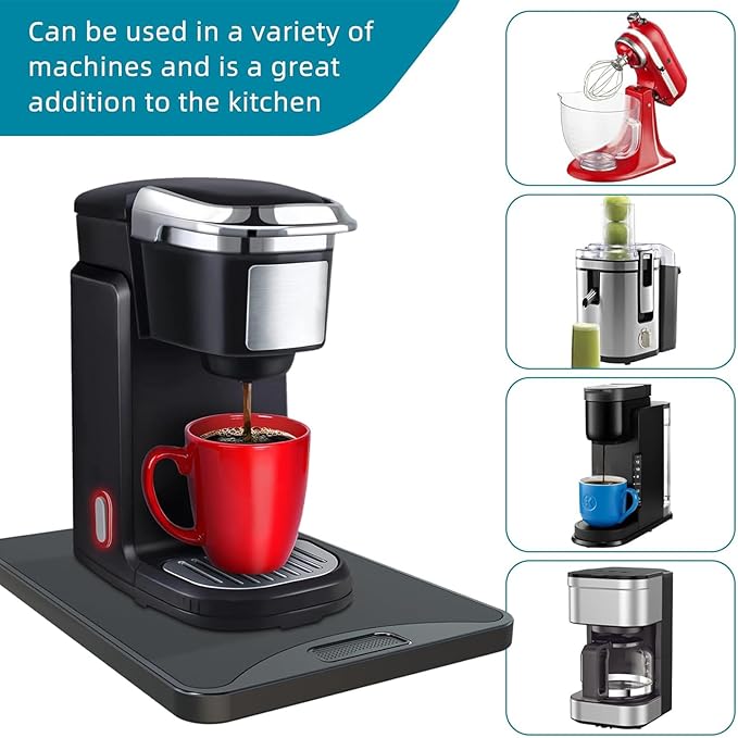ARGOMAX Appliance Rolling Tray, Coffee Maker Slider, coffee pull out tray, sliding coffee maker tray, Suitable for coffee machines, air fryers and other appliances (10.3'' W × 15.3''D)