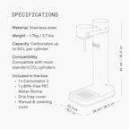Aarke Carbonator lll with CO2 Cylinder, Sparkling & Carbonation Water Machine, Stainless Steel with PET BPA-Free Reusable Bottle Volume 1L/34 fl oz (Gold)