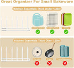 Cutting Board Organizer and Baking Sheet Rack, [2-Pack] White Heavy Duty Metal Cookie Sheet Organizer for Cutting Board Storage & Plate Holder for Cabinet, Tray Dividers for Cabinets
