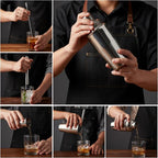 13-Piece Bartender Kit Bar Tool Set – Boston Cocktail Shaker Set with Muddler,Strainer,Jigger,Spoon–Home Bar Accessories and Drink Mixer Gift for Bartesian,Housewarming, Bar Cart Decor