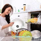 Universal Lid for Pots Pans and Skillets - One Lid Fits All 8.25-12 Inch Pots Frying Pans Skillets Woks, Replacement Pot Lid with Upgraded Heavy Duty Heat Resistant Silicone Handle, Gray