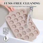 1 Pc Silicone Muffin Pans for Baking with Metal Reinforced Frame, Nonstick Cupcake Tray for Oven, 24 Cups Mini Size Silicone Molds for Egg Bites, Dishwasher Safe (Brown)
