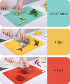 July Home Cutting Board Alternative for Kitchen - Extra Thick Flexible Plastic Cutting Board Set of 3, Non-Slip, BPA-Free, Easy to Clean, Colored Cutting Mats for Cooking, Durable Chopping Sheets